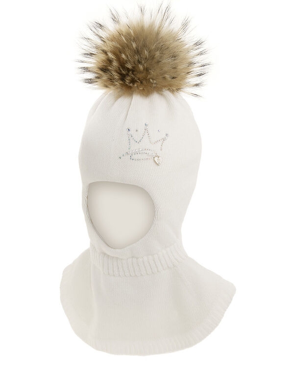 Шлем для девочки Яра, Миалт белый, зима - Шапки-шлемы зима-осень