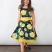 Платье для девочки нарядное БУШОН ST30, стиляги цвет зеленый/желтый, принт цветы