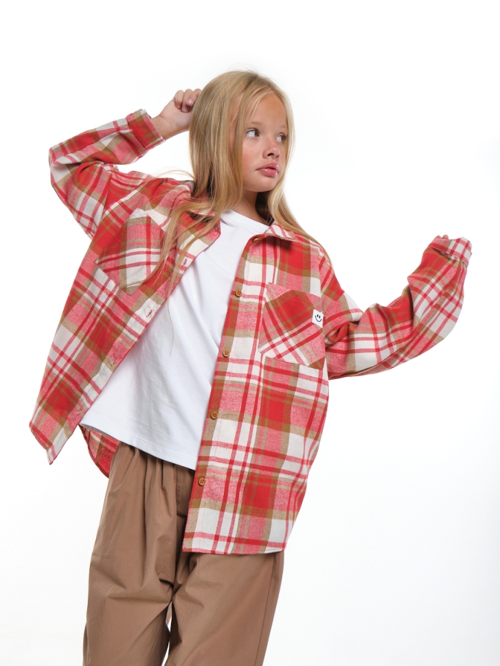Рубашка для девочек Mini Maxi, модель 7998, цвет красный/клетка - Рубашки для девочек