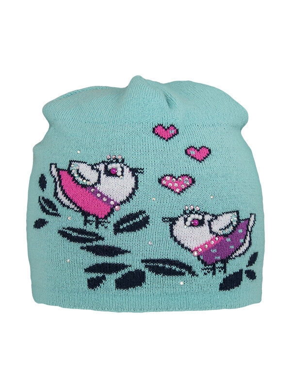 Шапка для девочки Чик-Чирик, Миалт мятный/фуксия, весна-осень - Для девочек весна-осень