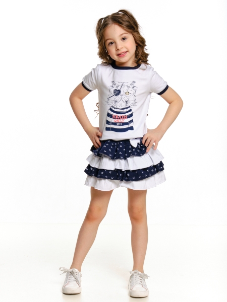 Комплект одежды для девочек Mini Maxi, модель 1356/1357, цвет белый/синий - Комплекты летние