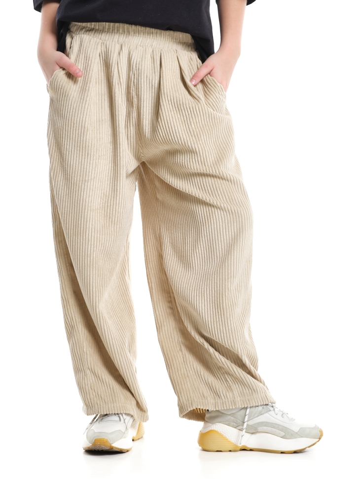 Брюки для девочек Mini Maxi, модель 8080, цвет бежевый - Брюки вельветовые