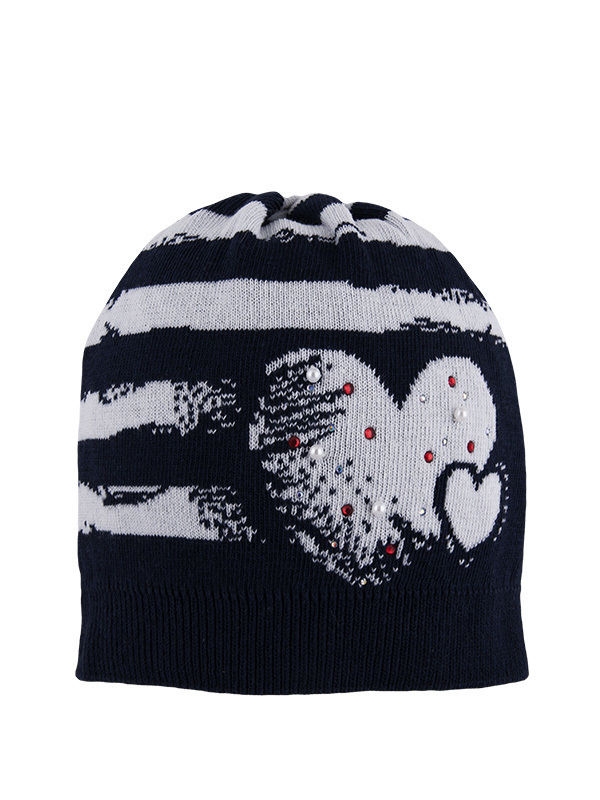 Шапка для девочки Одесситка, Миалт темно-синий/белый - Для девочек весна-осень