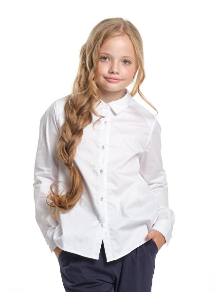 Блузка для девочек Mini Maxi, модель 7818, цвет белый - Блузки с длинным рукавом / текстиль