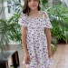 Платье для девочки вискоза БУШОН ST65, цвет белый/сирень цветы