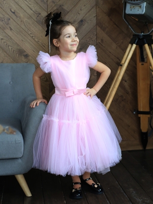 Платье для девочки нарядное БУШОН, цвет розовый