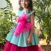 Платье для девочки праздничное БУШОН ST70, цвет бирюза/фуксия