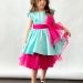 Платье для девочки праздничное БУШОН ST70, цвет бирюза/фуксия