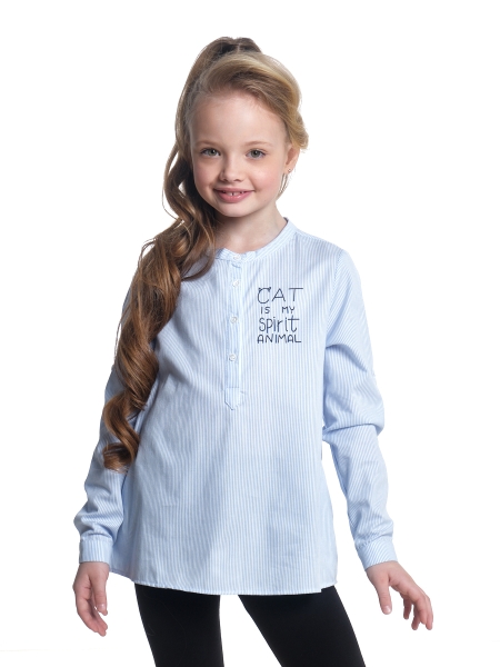 Рубашка для девочек Mini Maxi, модель 7044, цвет голубой/мультиколор - Рубашки для девочек