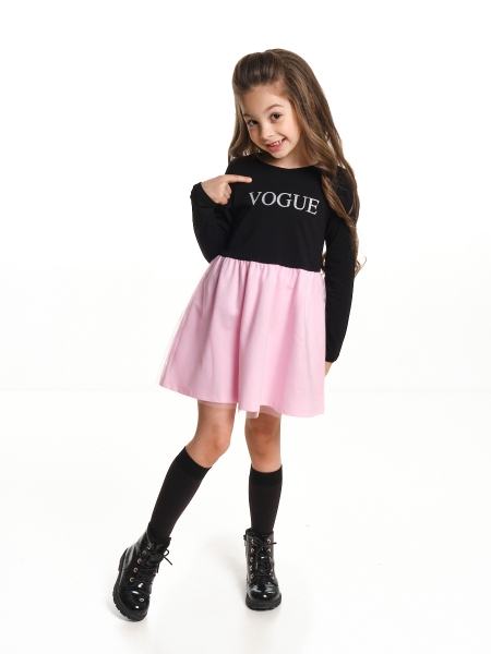 Платье для девочек Mini Maxi, модель 6366, цвет черный/розовый - Платья для девочек с длинным рукавом