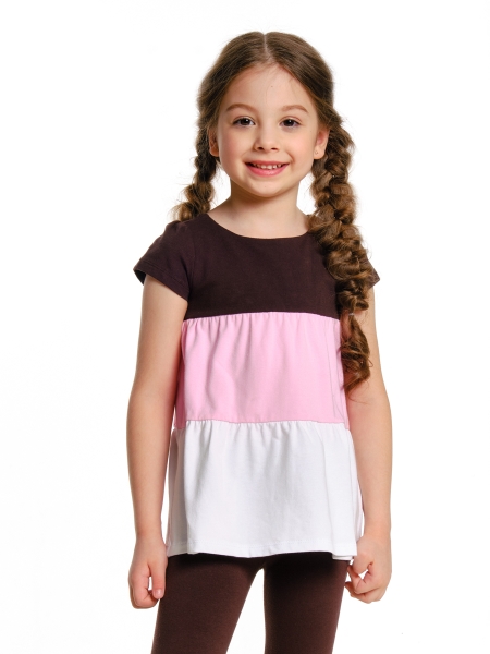 Туника для девочек Mini Maxi, модель 1567, цвет розовый/коричневый - Туники для девочек