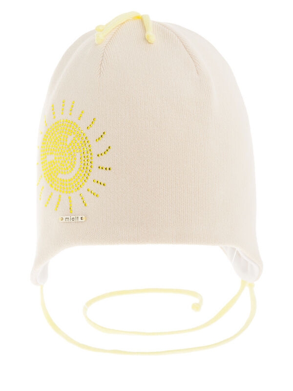 Шапка для девочки Блик, Миалт светло-бежевый, весна-осень - Шапочки на завязках