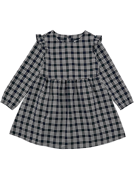 Платье для девочек Mini Maxi, модель 6826, цвет зеленый/клетка - Платья для девочек с длинным рукавом