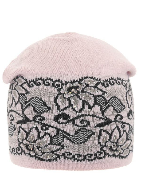 Шапка для девочки Лотос, Миалт пудровый/черный - Для девочек весна-осень