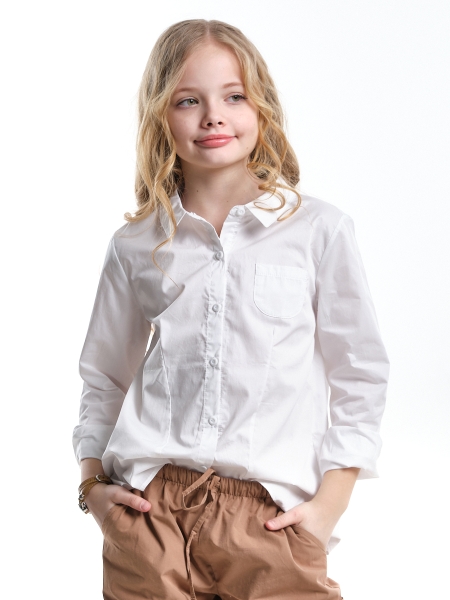 Блузка для девочек Mini Maxi, модель 7817, цвет белый - Блузки с длинным рукавом / текстиль