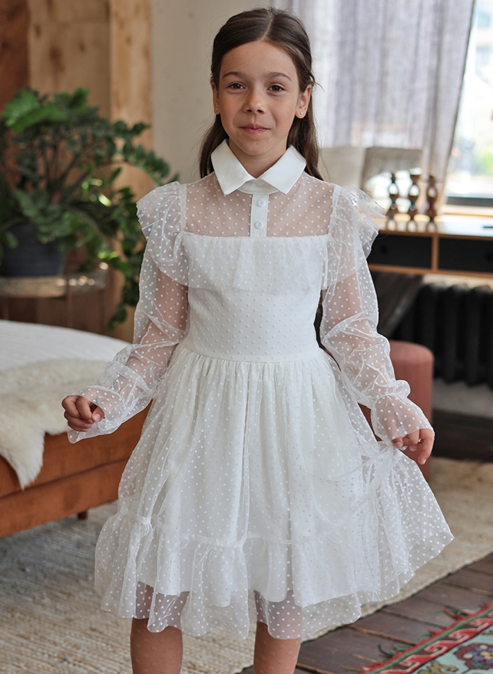 Платье для девочки нарядное БУШОН ST79, цвет белый - Платья коктельные / вечерние