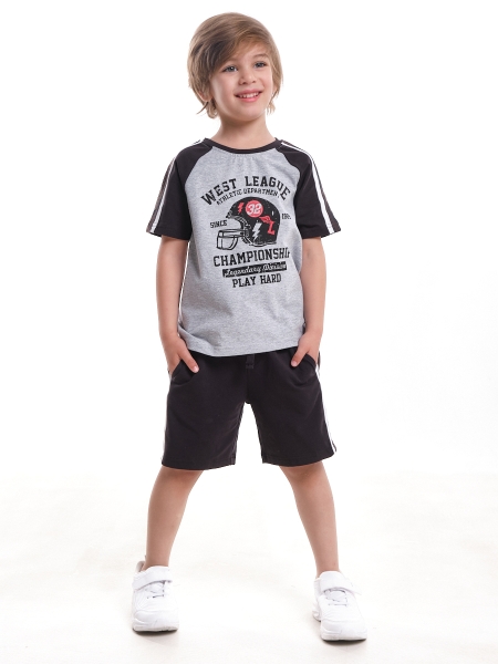 Комплект одежды для мальчиков Mini Maxi, модель 6917/6918, цвет серый/черный - Комплекты летние