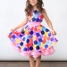 Платье для девочки нарядное БУШОН ST20, стиляги цвет мультиколор, светло-розовый пояс, принт горох