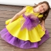 Платье для девочки праздничное БУШОН ST70, цвет желтый/фиолетовый