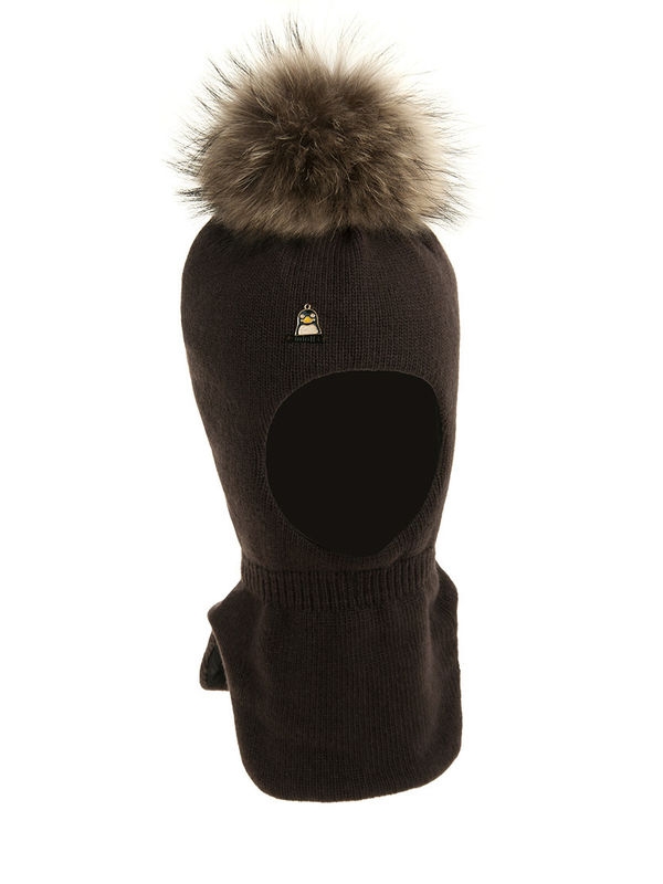 Шлем для мальчика Пингвин, Миалт темно-коричневый, зима - Шлемы осень-зима