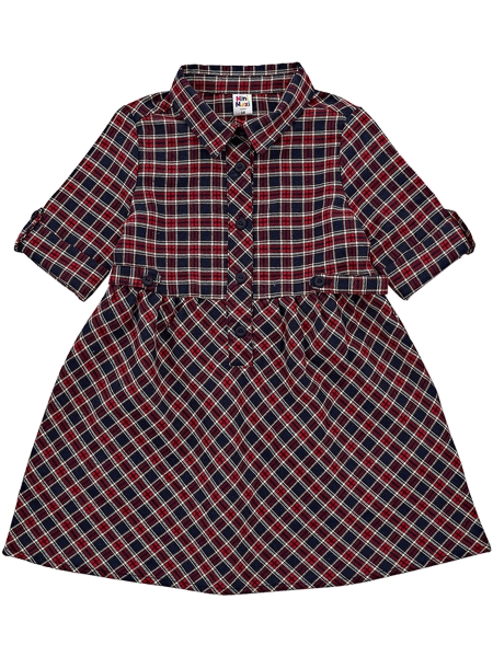 Платье для девочек Mini Maxi, модель 6868, цвет красный/синий/клетка - Платья для девочек с рукавом 3/4