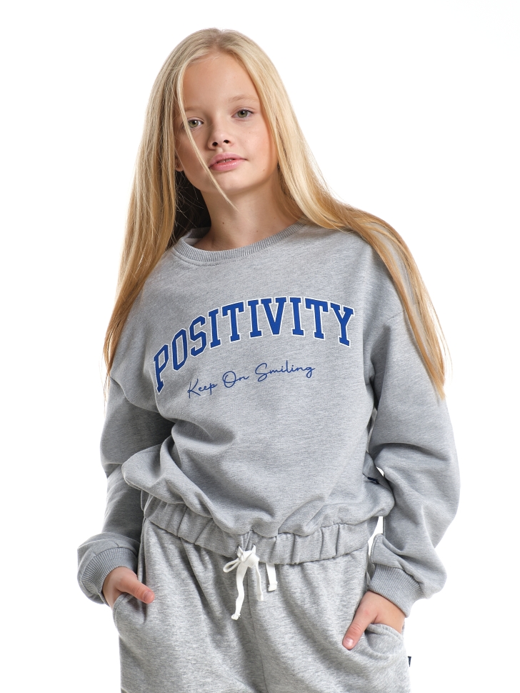 Свитшот для девочек Mini Maxi, модель 7771, цвет серый/меланж - Свитшоты / джемпера