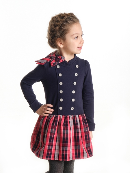 Платье для девочек Mini Maxi, модель 4835, цвет синий/красный - Платья для девочек с длинным рукавом