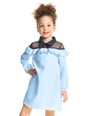 Платье для девочек Mini Maxi, модель 6900, цвет голубой/черный