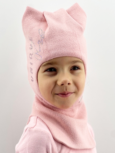 Шлем для девочки Катюша, Миалт светло-розовый, весна-осень - Шапки-шлемы зима-осень
