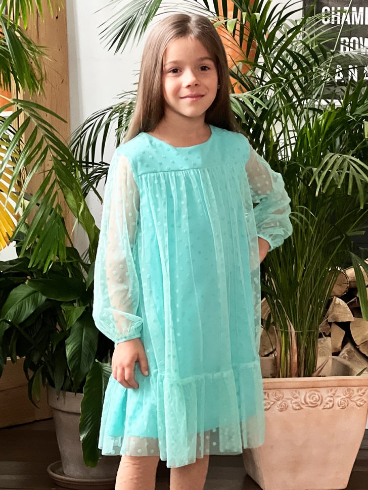 Платье для девочки нарядное БУШОН ST53, цвет бирюза - Платья коктельные / вечерние