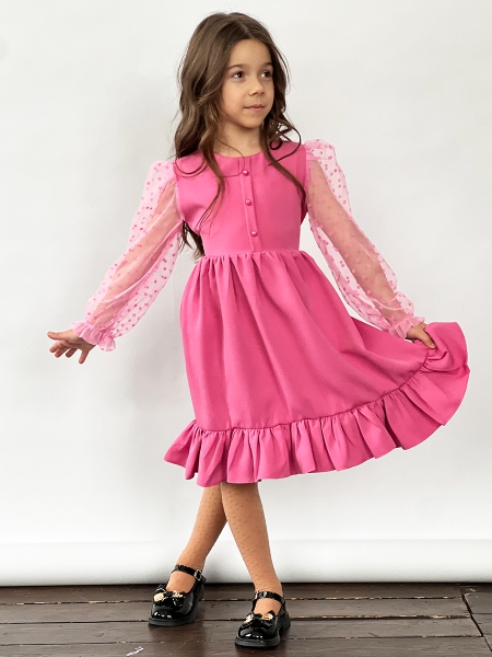 Платье для девочки нарядное БУШОН ST52, цвет темно-розовый - Платья коктельные / вечерние