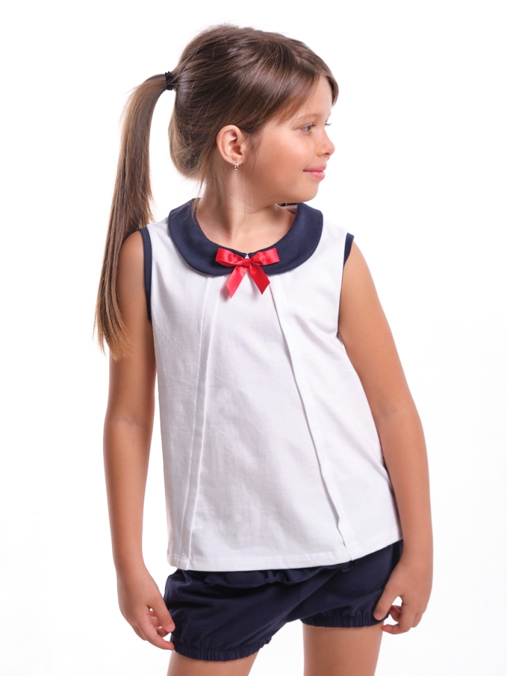 Футболка для девочек Mini Maxi, модель 1681, цвет белый/синий - Футболки для девочек