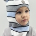Шапка-шлем зима, скб св.серый+голубой+белый помпон