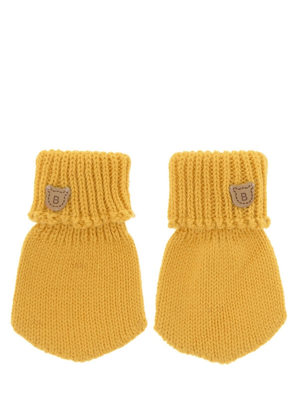 Варежки для мальчика Варежки-царапки Миша, Миалт горчичный, весна-осень-лето-зима - Варежки