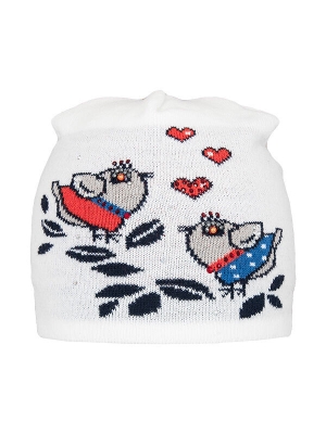 Шапка для девочки Чик-Чирик, Миалт белый/ярко-синий, весна-осень