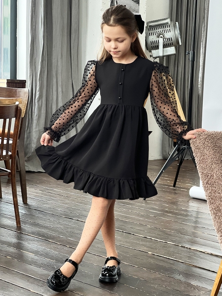 Платье для девочки нарядное БУШОН ST52, цвет черный - Платья коктельные / вечерние