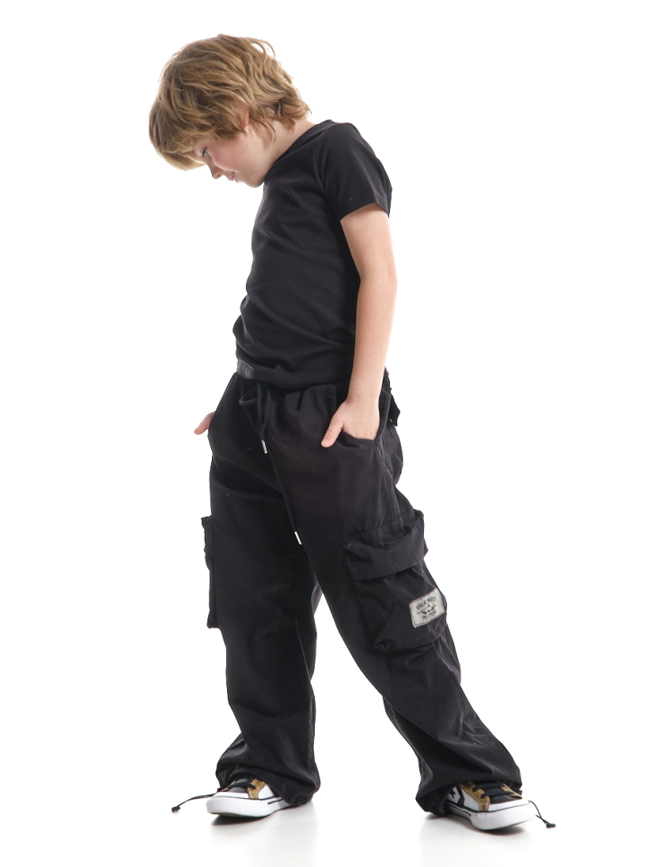 Брюки парашуты для девочек Mini Maxi, модель 337492, цвет черный - Брюки парашуты