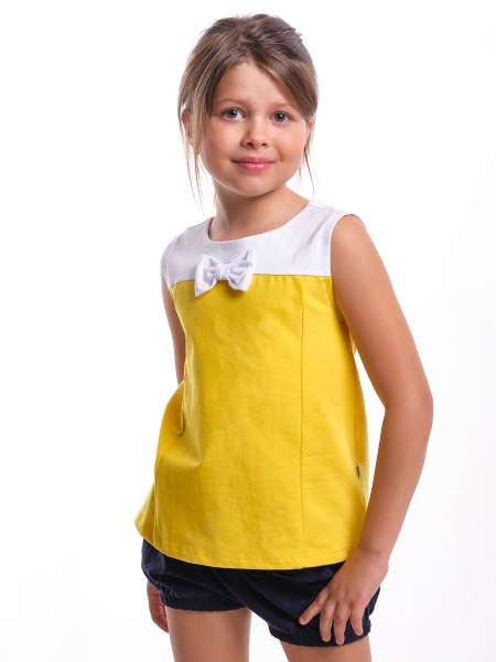 Футболка для девочек Mini Maxi, модель 1686, цвет белый/желтый - Футболки для девочек