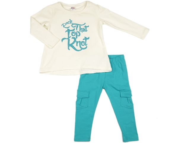 Комплект одежды для девочек Mini Maxi, модель 0956/0957, цвет бирюзовый - Комплекты летние