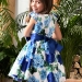 Платье для девочки нарядное БУШОН ST35, стиляги, цвет голубой/синий/белый цветы