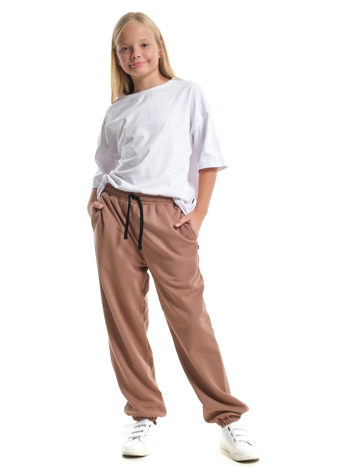 Джоггеры для девочек Mini Maxi, модель 7999, цвет коричневый - Брючки / джоггеры спортивные