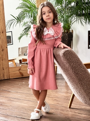 Платье для девочки нарядное БУШОН ST59, цвет темно-розовый