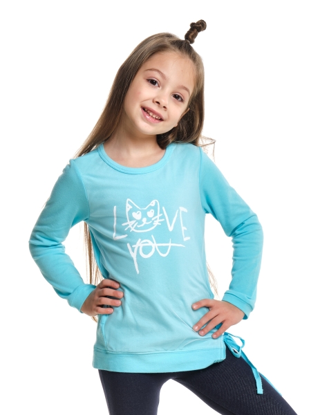 Джемпер для девочек Mini Maxi, модель 2371, цвет бирюзовый - Лонгсливы