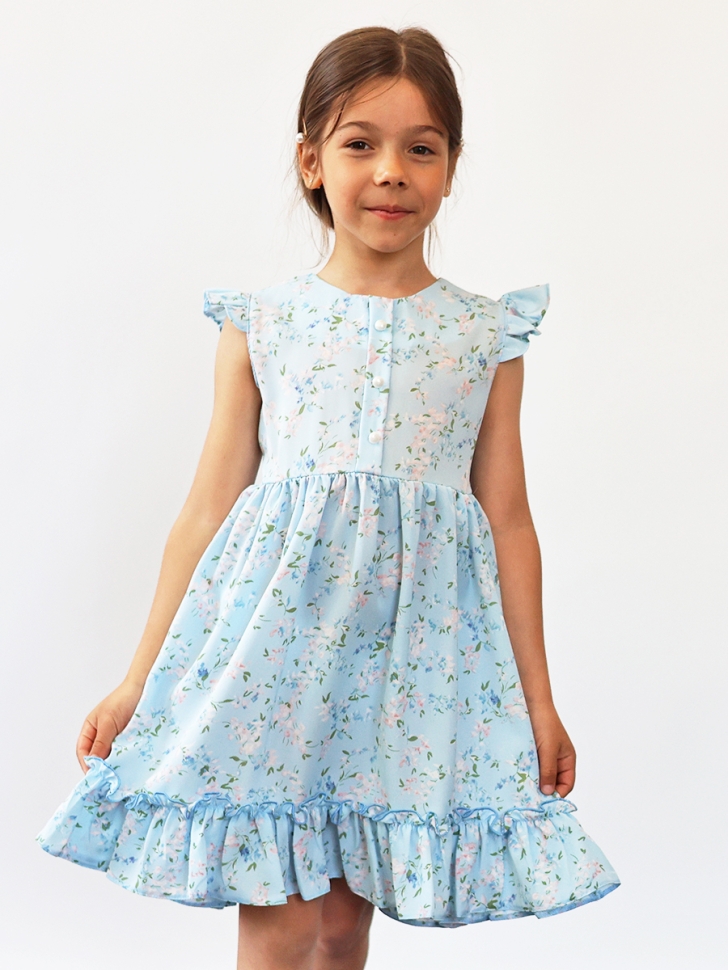 Платье для девочки вискоза БУШОН ST66, цвет голубой цветы - 