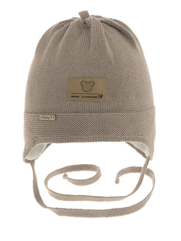 Шапка для мальчика Чебурашка, Миалт бежевый, весна-осень - Шапки весна-осень