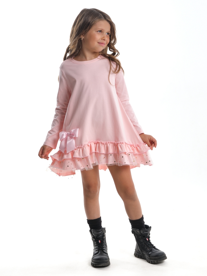 Платье для девочек Mini Maxi, модель 6806, цвет кремовый/розовый/мультиколор - Платья для девочек с длинным рукавом