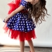 Платье для девочки праздничное БУШОН ST70, цвет синий/красный принт горох