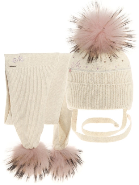 Комплект для девочки Юла-2 комплект, Миалт светло-бежевый, зима - Комплекты: шапка и шарф
