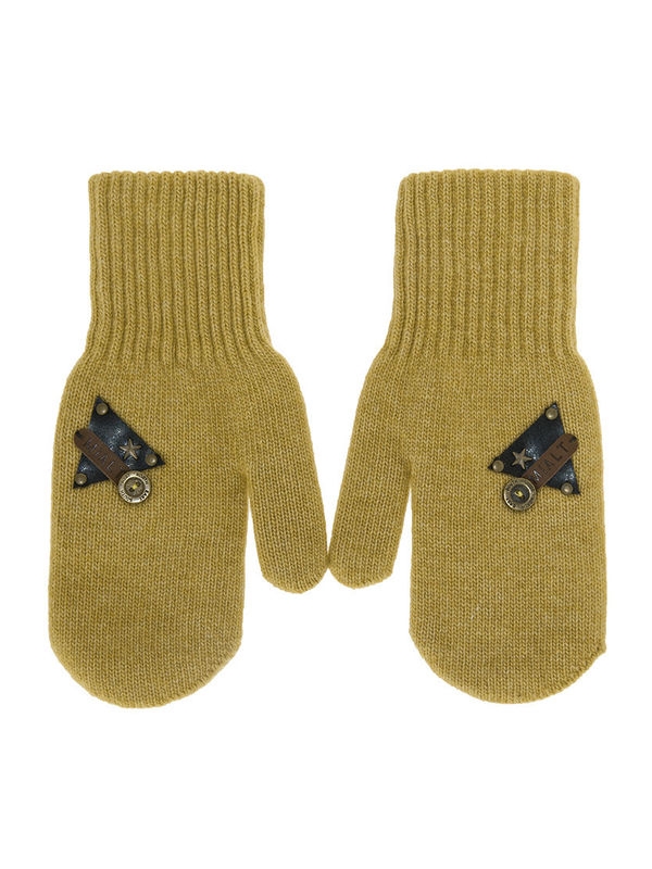 Варежки для мальчика Пик, Миалт горчичный, зима - Варежки