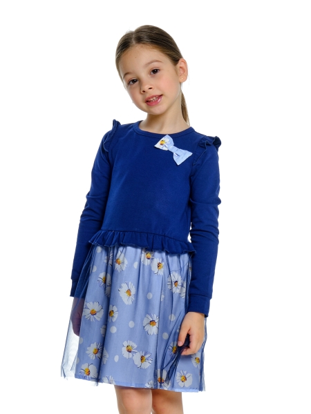 Платье для девочек Mini Maxi, модель 3881, цвет синий - Платья для девочек с длинным рукавом